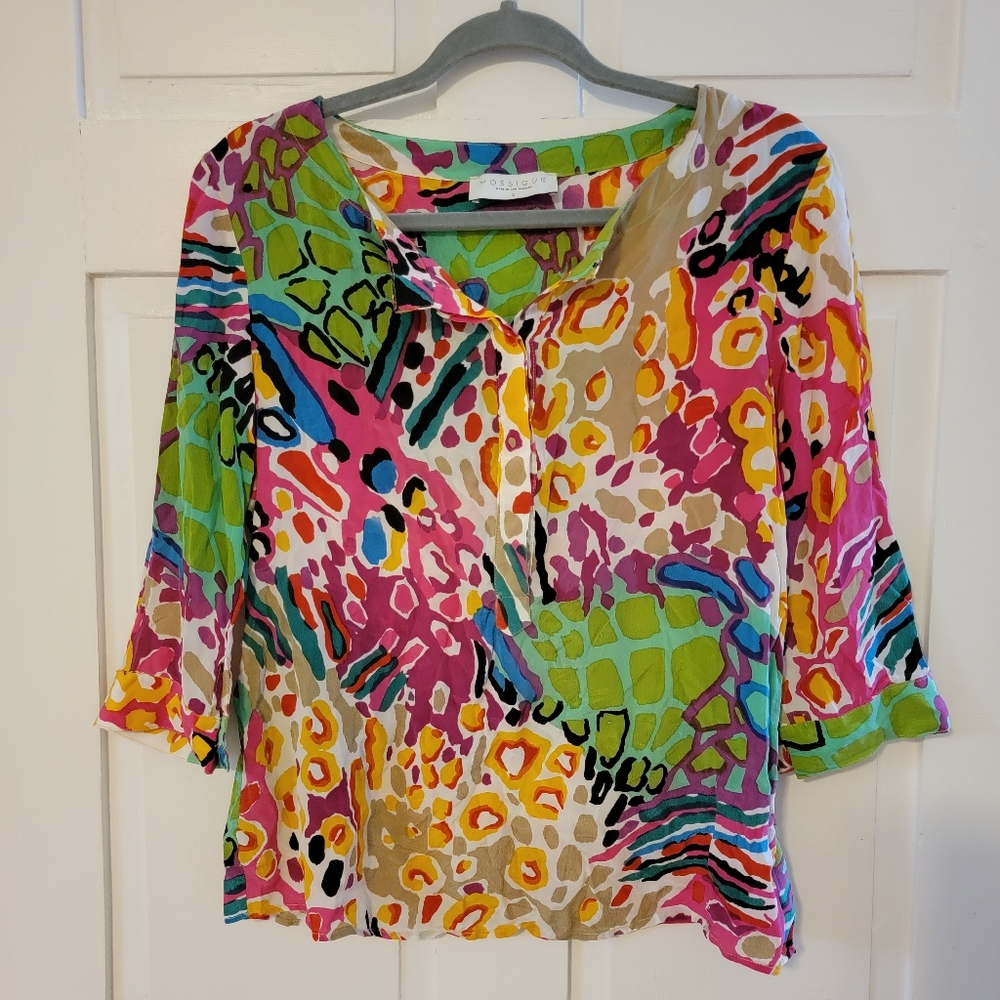 Electric Animal Print Silk Blouse